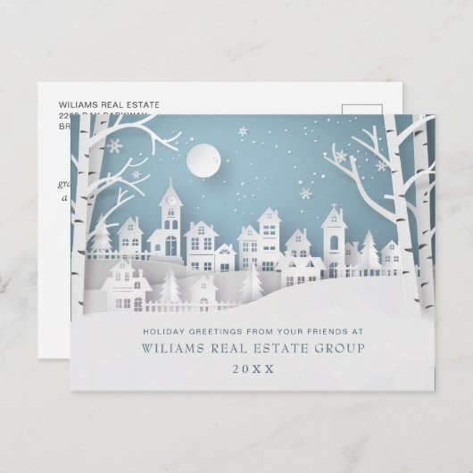 Carte Postale Composition de Noël coupée en papier Salaire d'ent (Devant / Derrière)