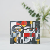 Carte Postale Composition de visage abstrait géométrique (Debout devant)