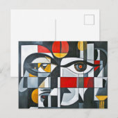 Carte Postale Composition de visage abstrait géométrique (Devant / Derrière)