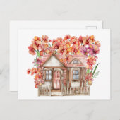 Carte Postale Composition en aquarelle d'une ancienne ferme en b (Devant / Derrière)