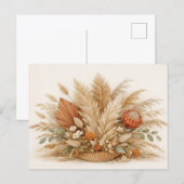 Carte Postale Composition florale neutre Boho avec de l'herbe de (Devant / Derrière)