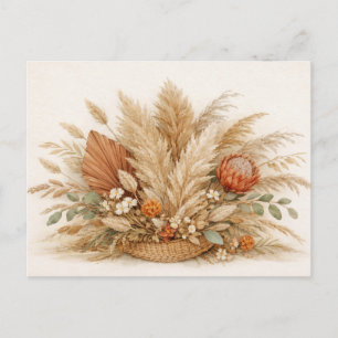 Carte Postale Composition florale neutre en herbe de Pampas de s