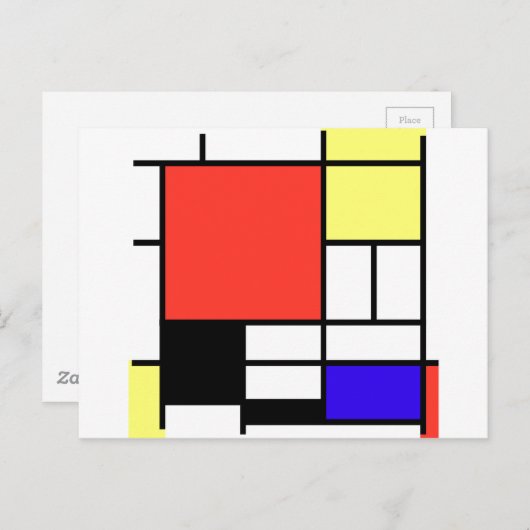 Carte Postale Composition, Mondriaan (Devant / Derrière)