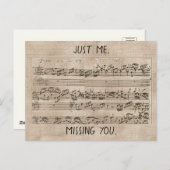 Carte Postale Composition musicale des années 1700 manuscrite Fu (Devant / Derrière)