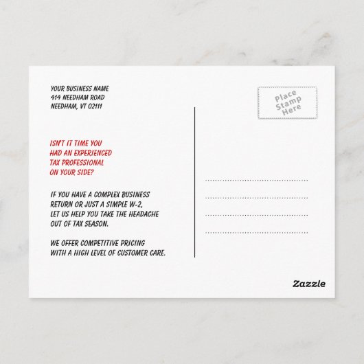 Carte postale comptable (Dos)