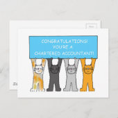Carte Postale Comptable agréé Félicitations Cartoon Cats (Devant / Derrière)