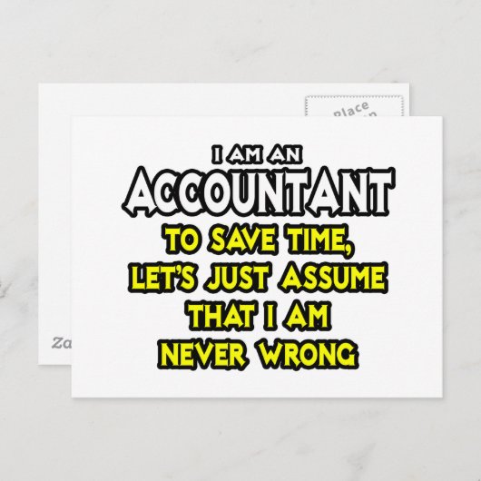 Carte Postale Comptable...Supposons Que Je Ne Me Trompe Jamais (Devant / Derrière)
