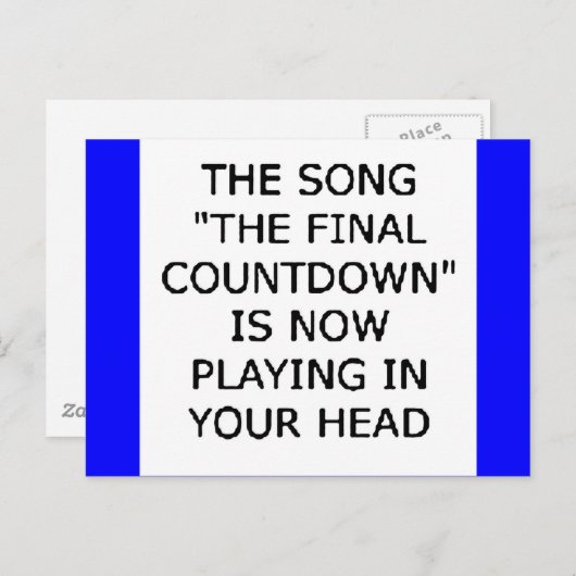Carte Postale compte à rebours final de la chanson maintenant jo (Devant / Derrière)