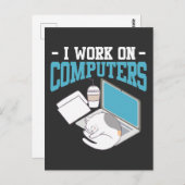 Carte Postale Computer Science Cat Gaming Nerd Kitten Programmat (Devant / Derrière)