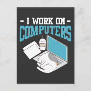 Carte Postale Computer Science Cat Gaming Nerd Kitten Programmat