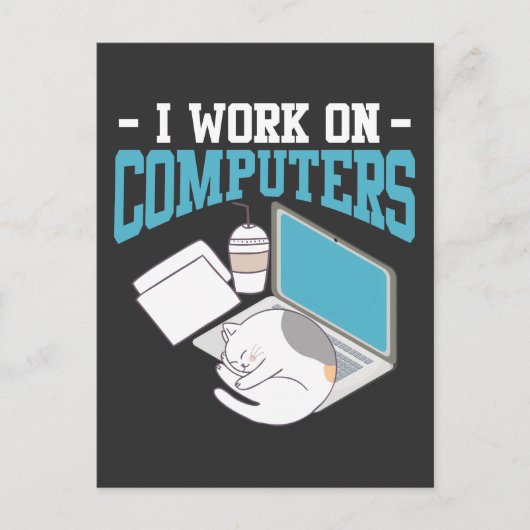 Carte Postale Computer Science Cat Gaming Nerd Kitten Programmat (Devant)