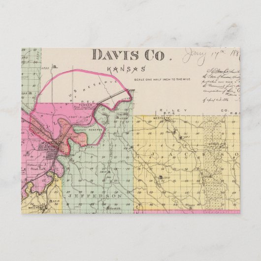 Carte Postale Comté de Davis, Kansas (Devant)
