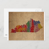 Carte Postale Comtés colorés du Kentucky Art (Devant / Derrière)