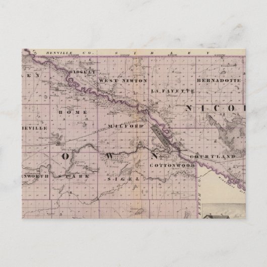 Carte Postale Comtés de Brown et Nicollet, Minnesota (Devant)