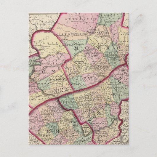 Carte Postale Comtés de Northampton, Carbon, Monroe, Lehigh (Devant)