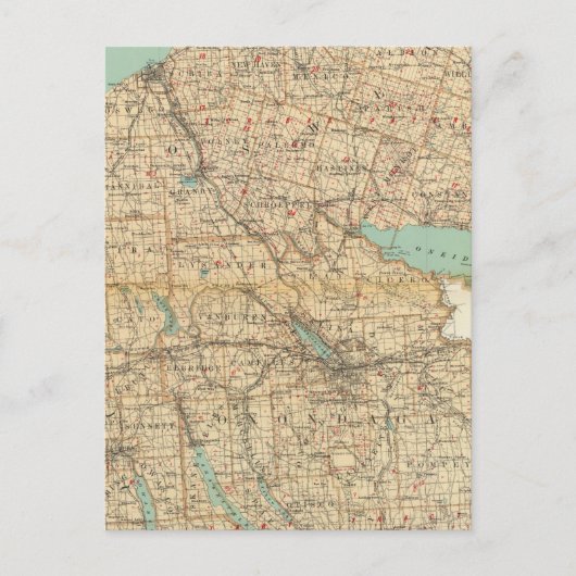 Carte Postale Comtés d'Oswego, Cayuga, Onondaga (Devant)