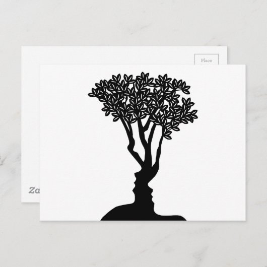 Carte Postale Concept d'illusion d'optique de visages d'arbres (Devant / Derrière)