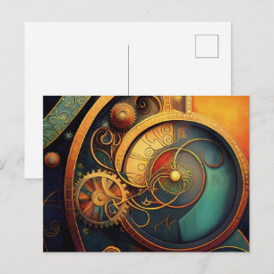 Carte Postale Conception Abstraite de Mécanisme à Ressort Steamp