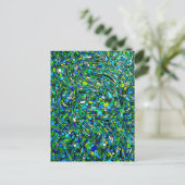 Carte Postale Conception Abstraite Vagues Formes Bleu Vert (Debout devant)