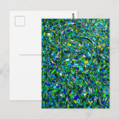 Carte Postale Conception Abstraite Vagues Formes Bleu Vert (Devant / Derrière)