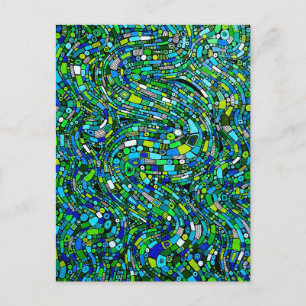 Carte Postale Conception Abstraite Vagues Formes Bleu Vert