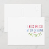 Carte Postale Conception Amoureux des chiens Je travaille dur (Devant / Derrière)