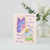 Carte Postale Conception Anniversaire d'Avril Fleur et Papillon (Debout devant)