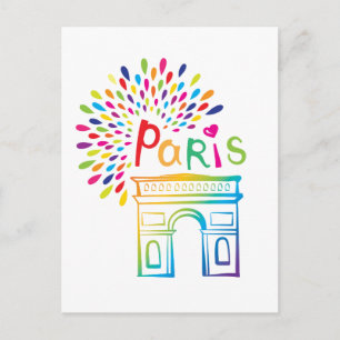 Carte Postale Conception au néon de Paris France Arc de