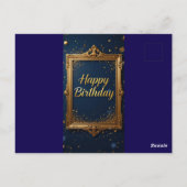 Carte Postale Conception avec cadre doré sur une couleur bleu ma (Dos)