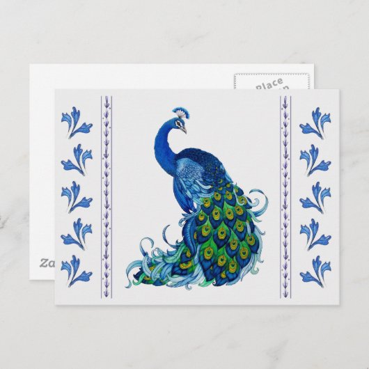 Carte Postale Conception classique de paon (Devant / Derrière)