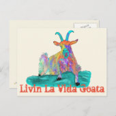 Carte Postale Conception criarde drôle de chèvre de Vida Goata (Devant / Derrière)