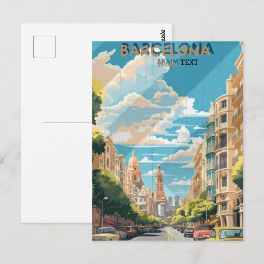 Carte Postale Conception d'affiche de voyage Barcelone Espagne (Devant / Derrière)
