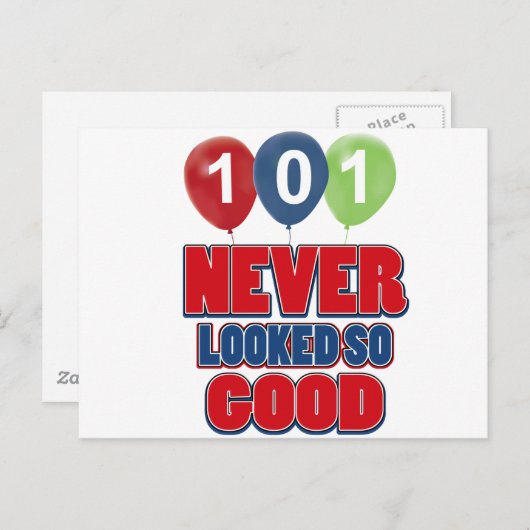 Carte Postale Conception d'anniversaire 101 ans (Devant / Derrière)