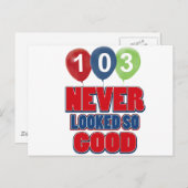 Carte Postale Conception d'anniversaire 103 ans (Devant / Derrière)