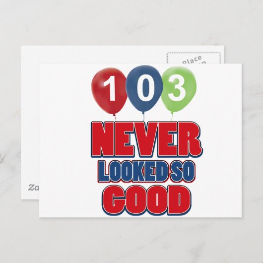 Carte Postale Conception d'anniversaire 103 ans (Devant / Derrière)