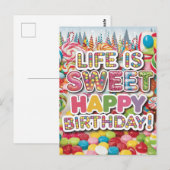 Carte Postale Conception d'anniversaire Candyland Sucrée – Amusa (Devant / Derrière)