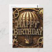 Carte Postale Conception d'anniversaire d'aventure Steampunk (Devant / Derrière)