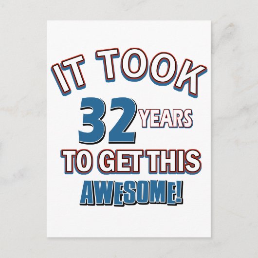 Carte Postale Conception d'anniversaire de 32 ans (Devant)