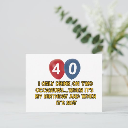 Carte Postale Conception d'anniversaire de 40 ans (Debout devant)