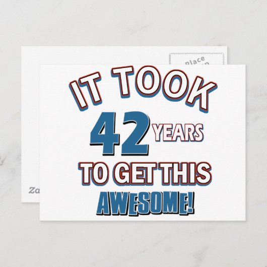 Carte Postale Conception d'anniversaire de 42 ans (Devant / Derrière)