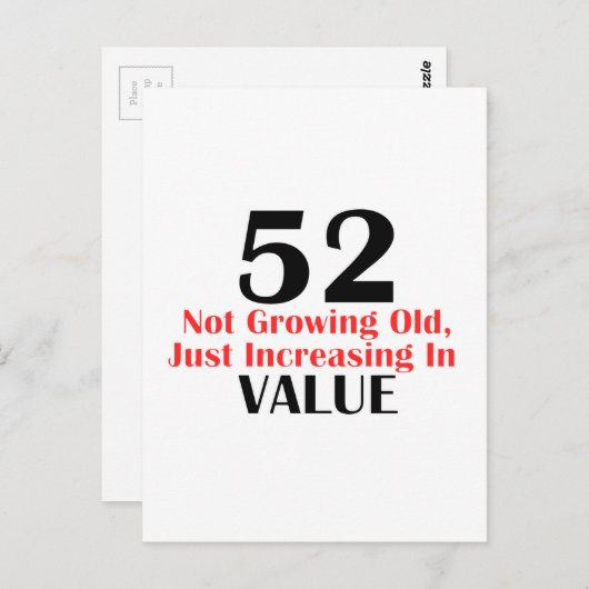 Carte Postale Conception d'anniversaire de 52 ans (Devant / Derrière)