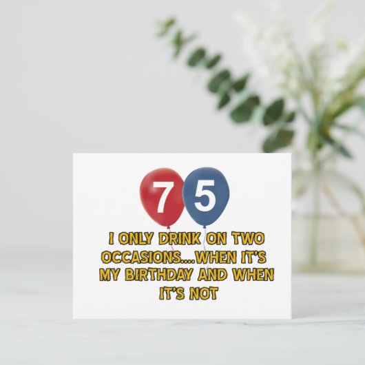 Carte Postale Conception d'anniversaire de 75 ans (Debout devant)