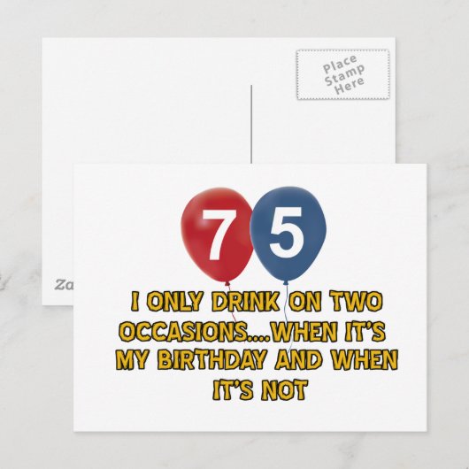 Carte Postale Conception d'anniversaire de 75 ans (Devant / Derrière)