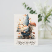 Carte Postale Conception d'anniversaire de gnome à l'aquarelle a (Debout devant)