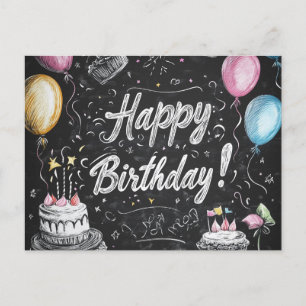 Carte Postale Conception d'anniversaire de style tableau noir 