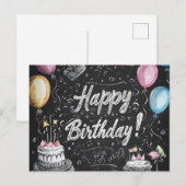 Carte Postale Conception d'anniversaire de style tableau noir (Devant / Derrière)