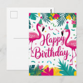 Carte Postale Conception d'anniversaire flamant rose de fun trop (Devant / Derrière)
