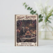 Carte Postale Conception d'anniversaire gothique avec squelette (Debout devant)