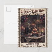 Carte Postale Conception d'anniversaire gothique avec squelette (Devant / Derrière)