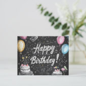 Carte Postale Conception d'anniversaire style tableau noir  (Debout devant)